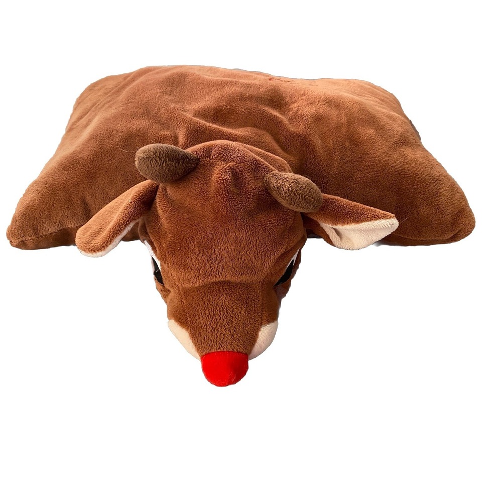 DAN DEE Brown RUDOLPH THE RED NOSED REINDEER 17" Travel Pillow Plush. X